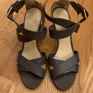 Charcoal gray J Crew sandal heels